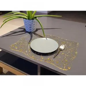 Set de table en plexi et paillettes or